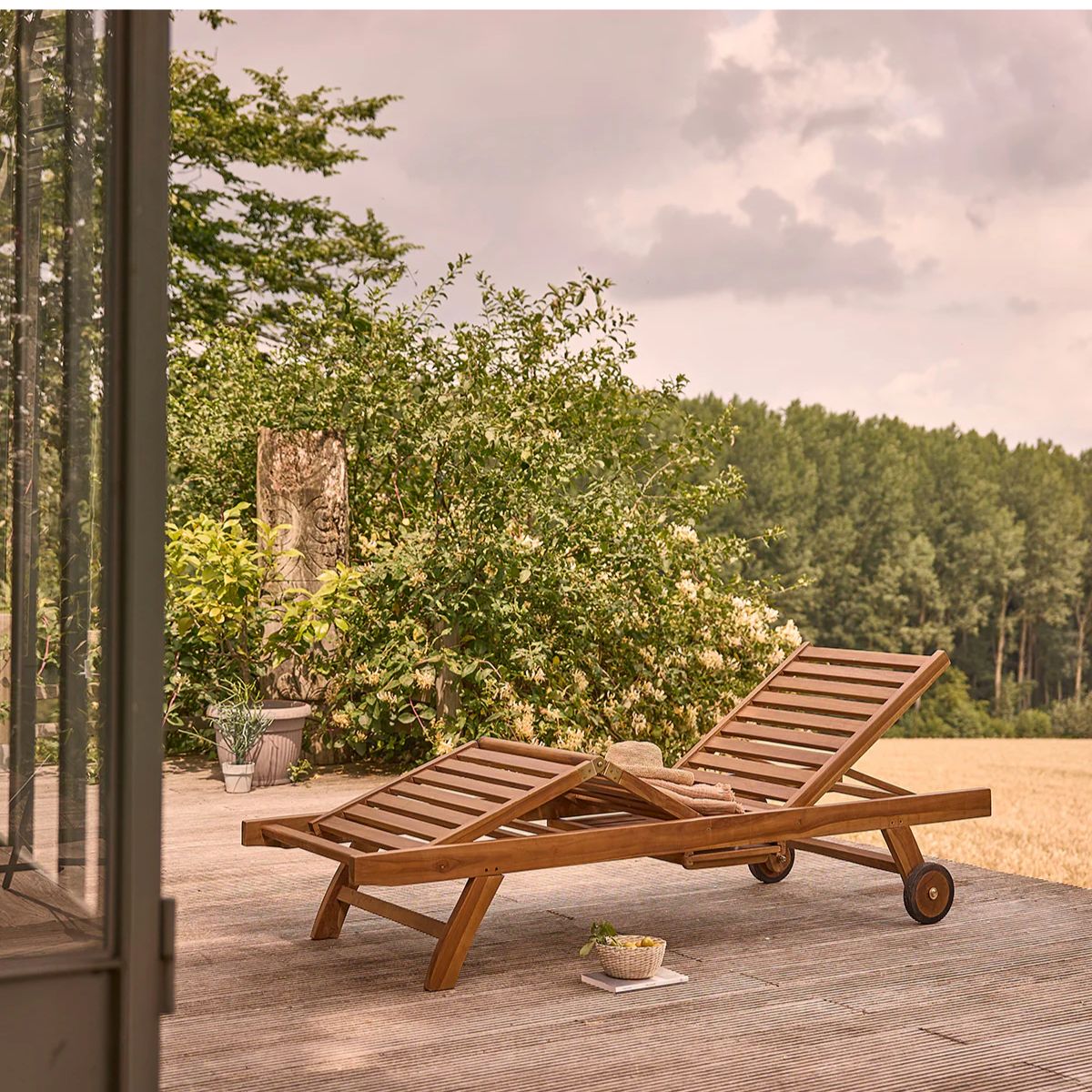 Bain de soleil en teck huilé massif-Berah Getah