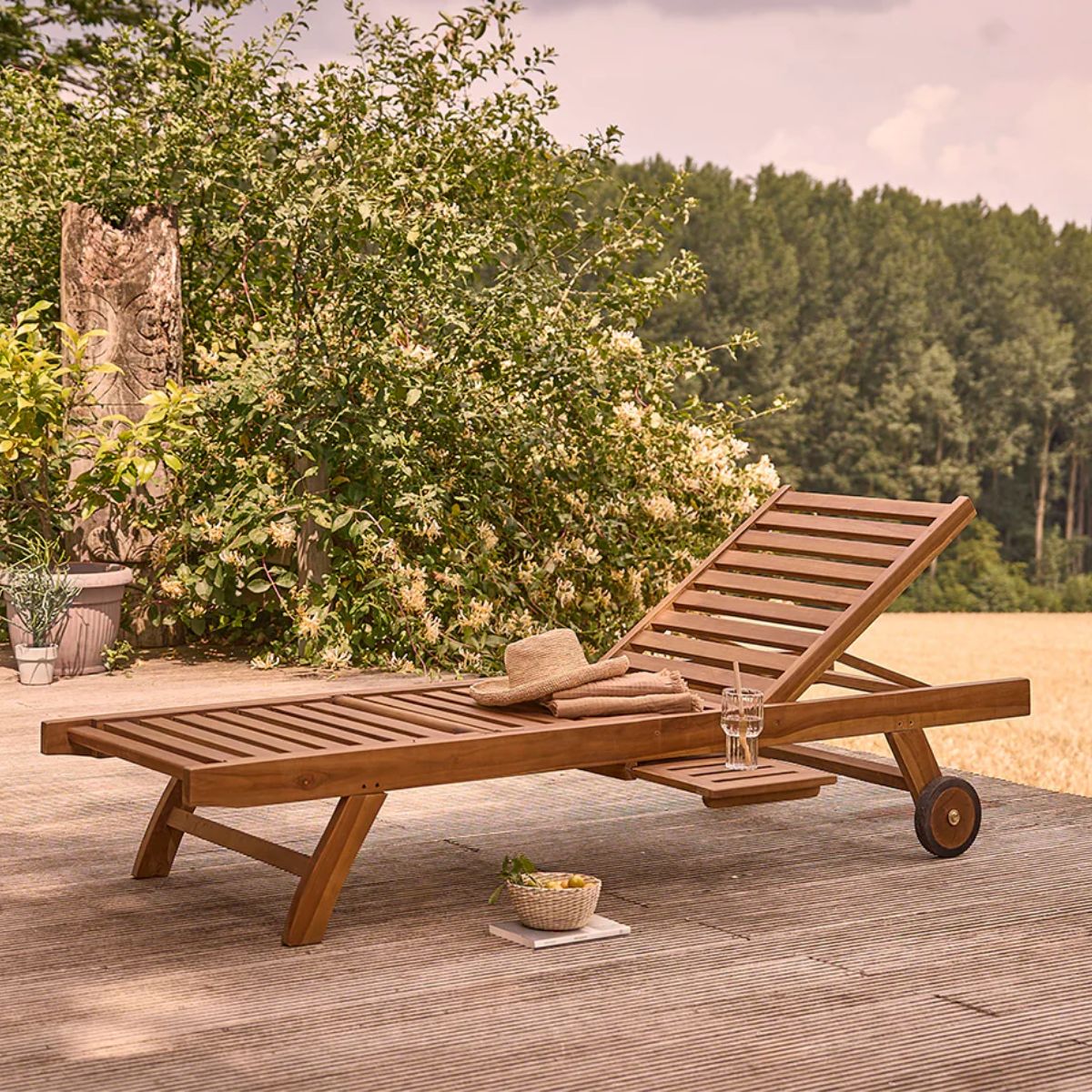 Bain de soleil en teck huilé massif-Berah Getah