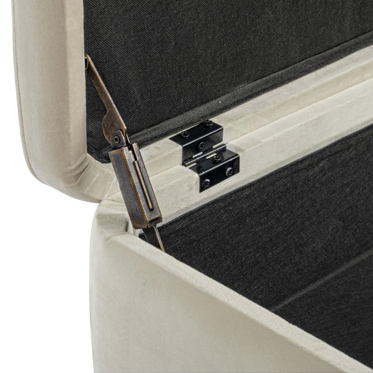 Banc coffre LES TENDANCES Inora en velours naturel et pieds doré 110 cm