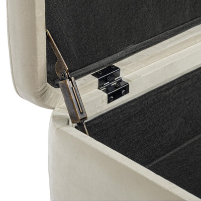 Banc coffre LES TENDANCES Inora en velours naturel et pieds doré 110 cm