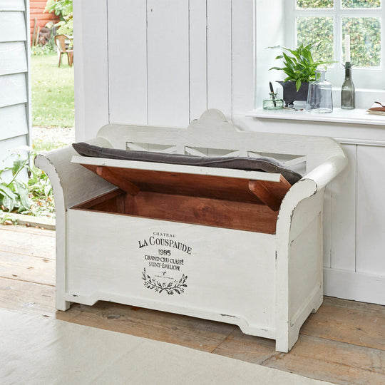 Banc LOBERON Fioen blanc gris effet vieilli — photo produit