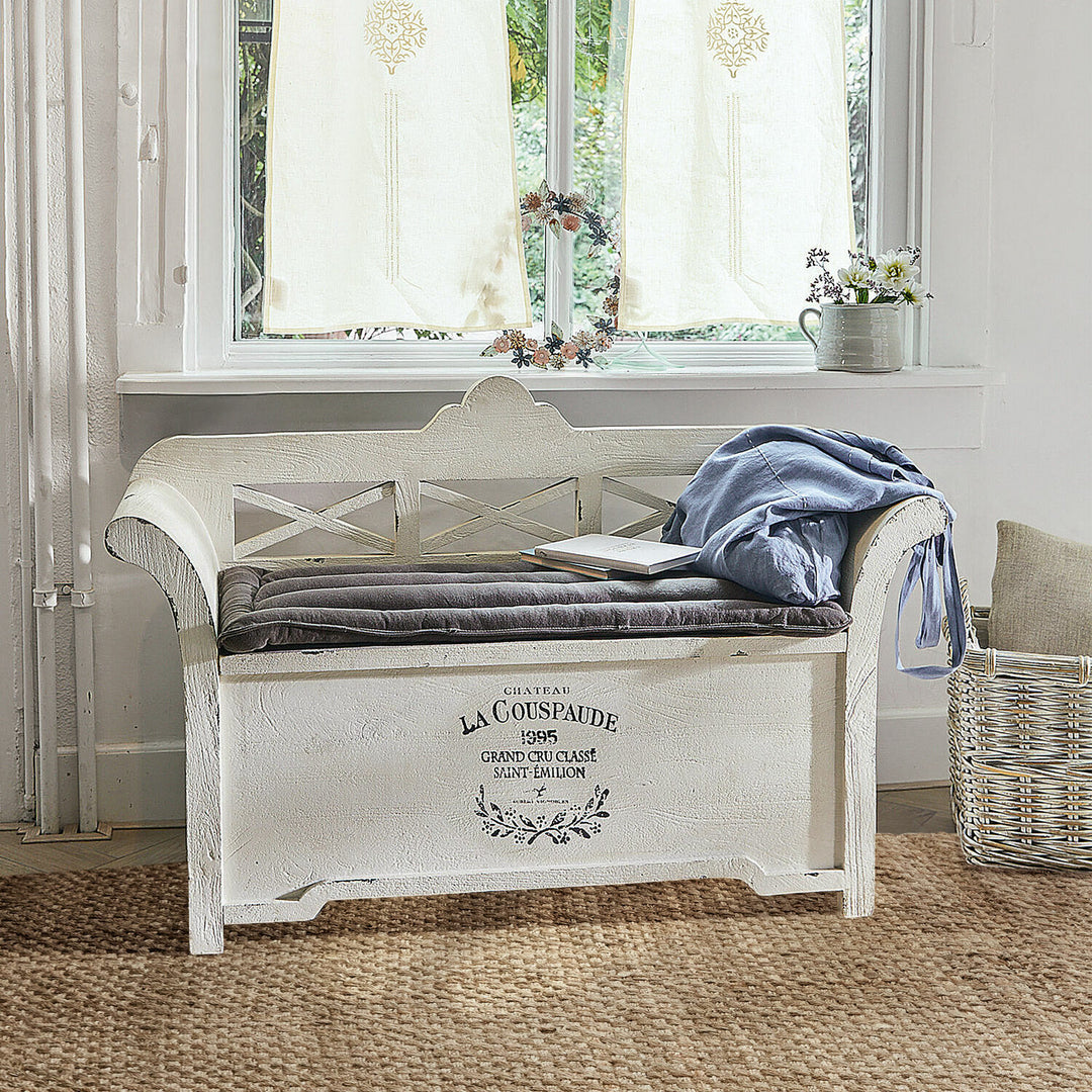 Banc LOBERON Fioen blanc gris effet vieilli — photo produit