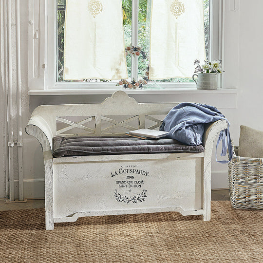 Banc LOBERON Fioen blanc gris effet vieilli — photo produit