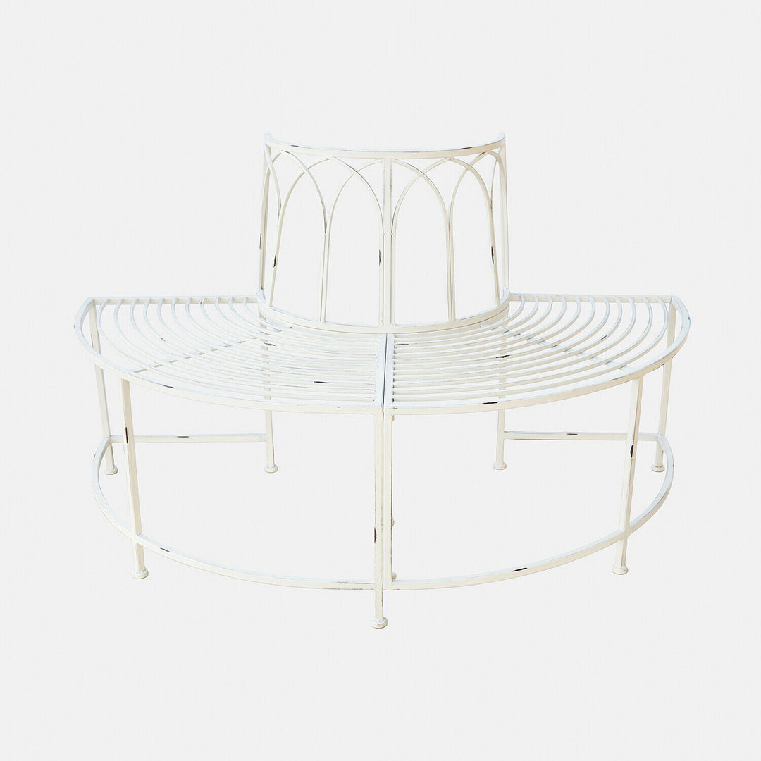 Banc de jardin LOBERON Sherburne métal blanc vieilli — photo produit