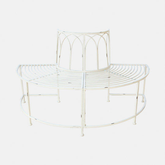 Banc de jardin LOBERON Sherburne métal blanc vieilli — photo produit