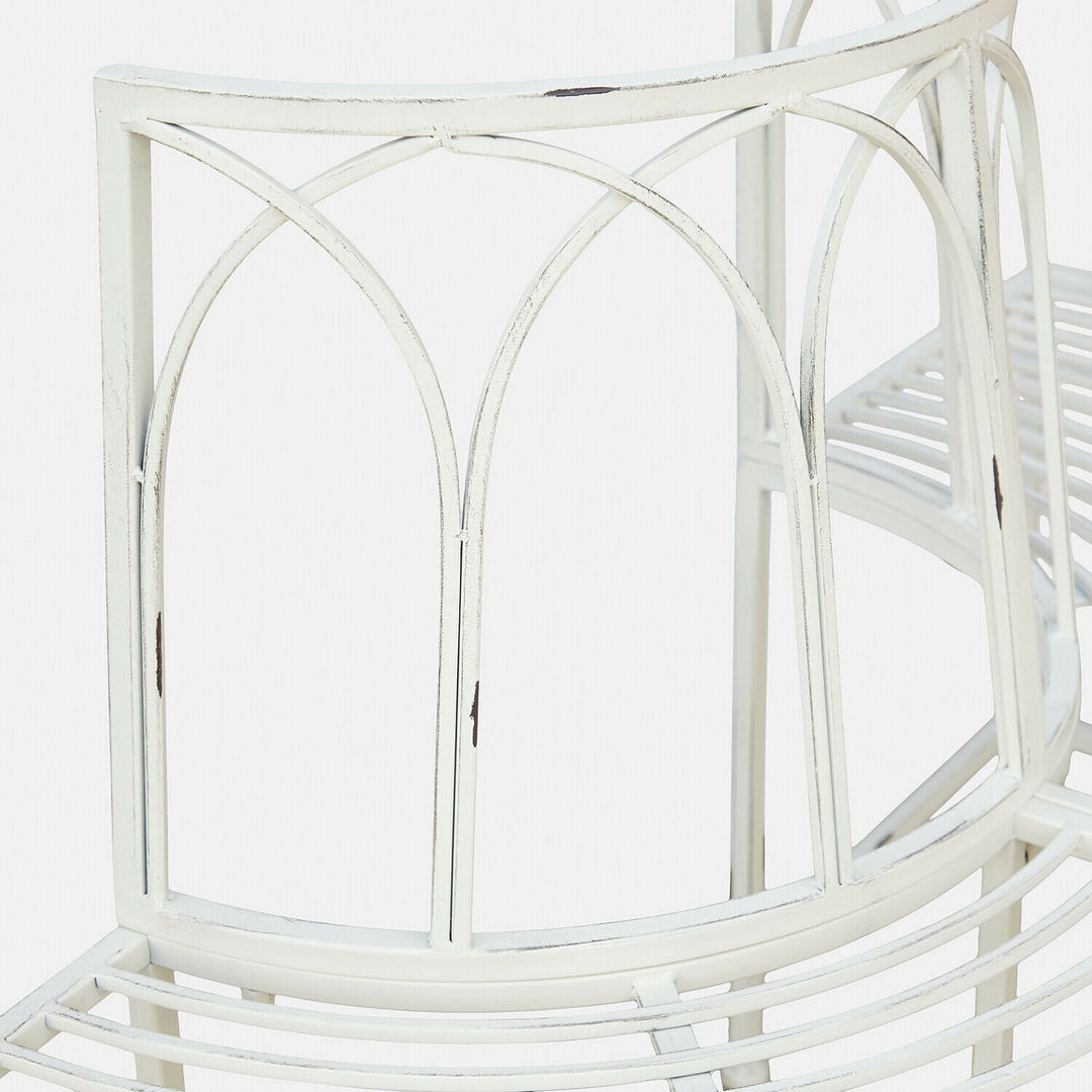 Banc de jardin LOBERON Sherburne métal blanc vieilli — photo produit