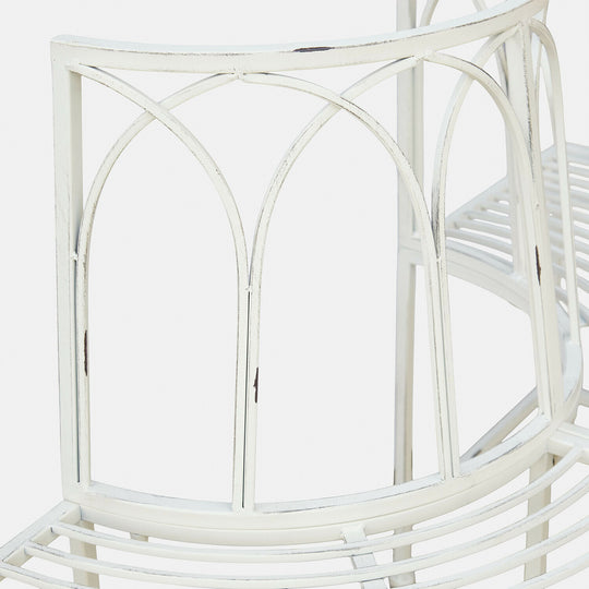 Banc de jardin LOBERON Sherburne métal blanc vieilli — photo produit
