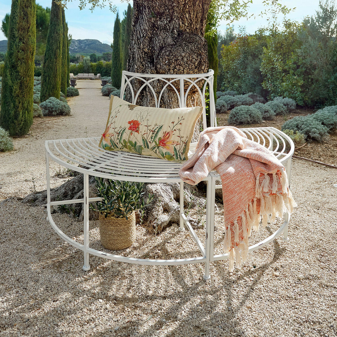 Banc de jardin LOBERON Sherburne métal blanc vieilli — photo produit