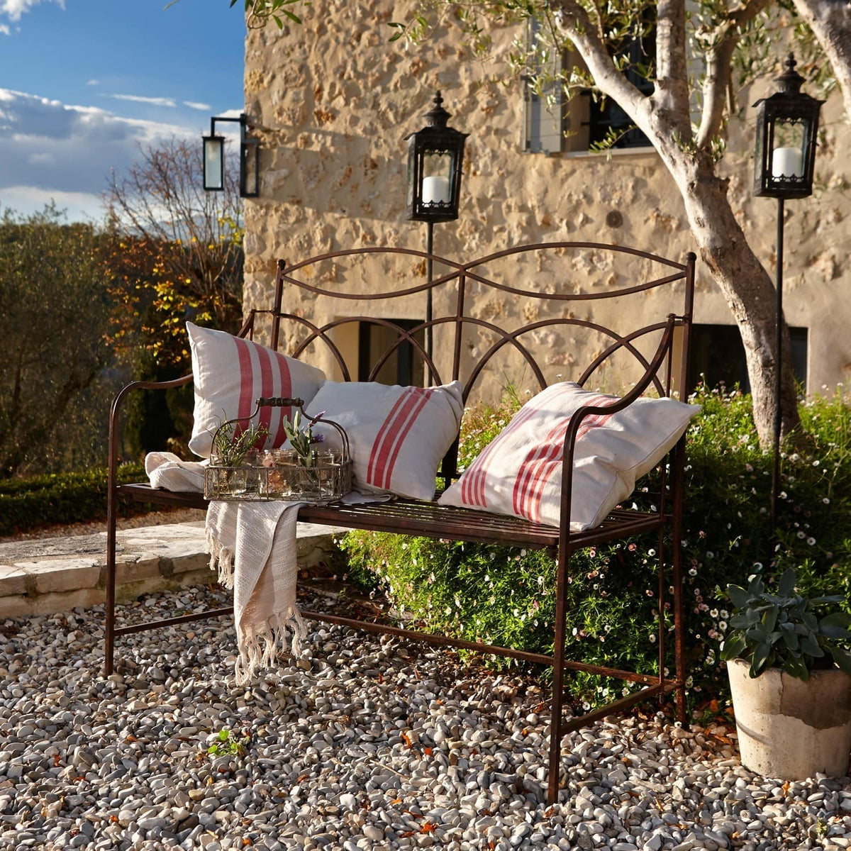 Banc LOBERON Jablines en métal vieilli marron — photo produit