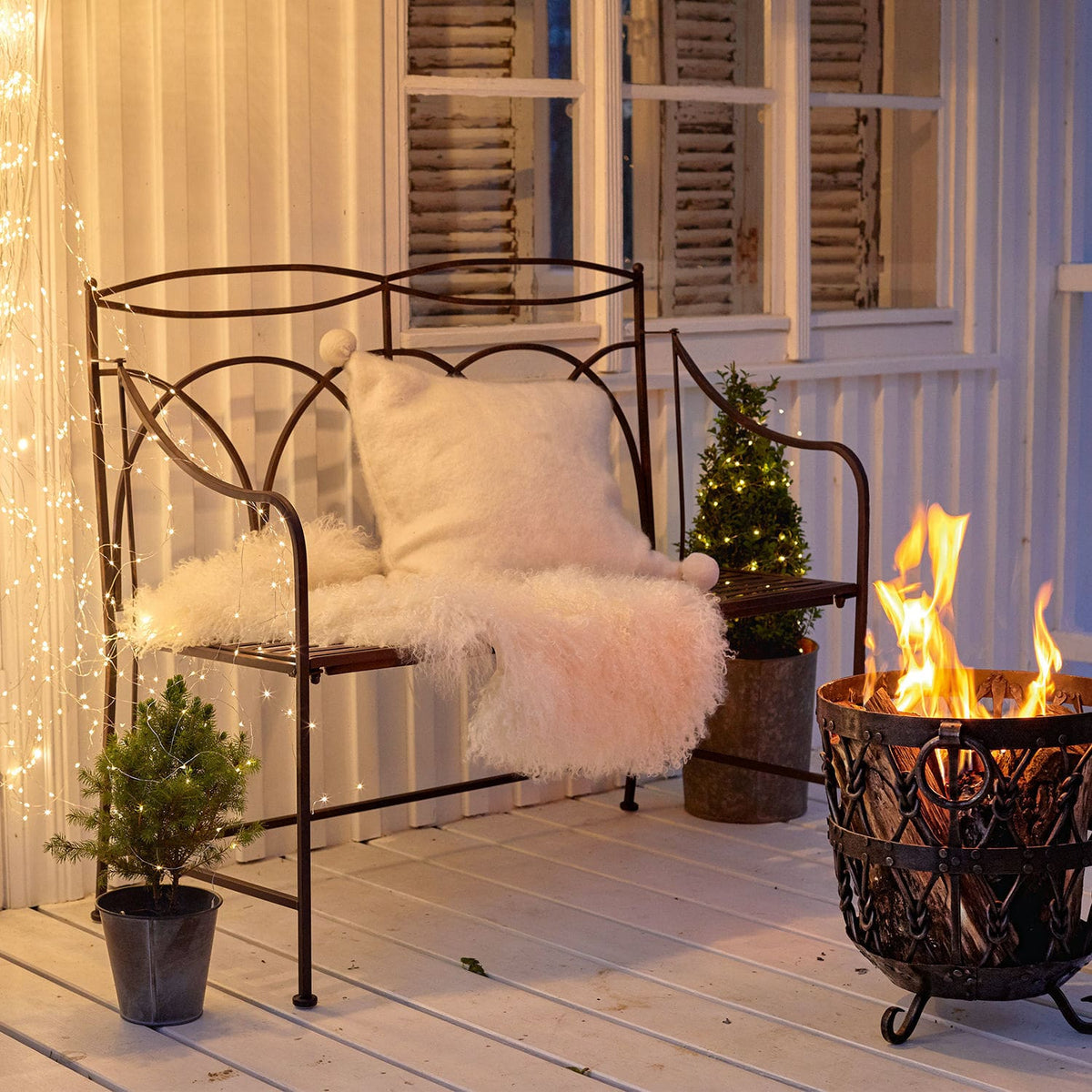 Banc LOBERON Jablines en métal vieilli marron — photo produit