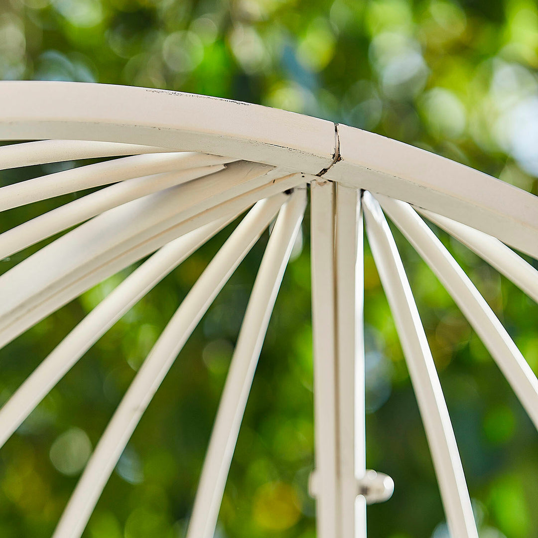 Banc LOBERON Rivandelle en forme de gloriette blanc vieilli — photo produit