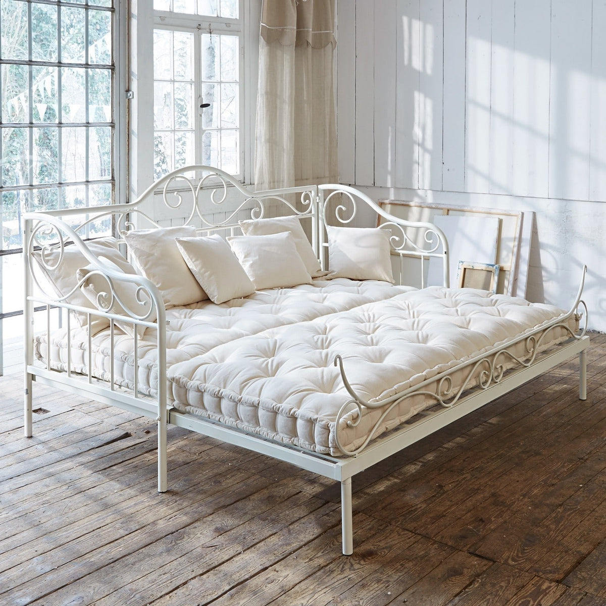 Banquette convertible LOBERON Maditha 2 places en fer blanc — photo produit