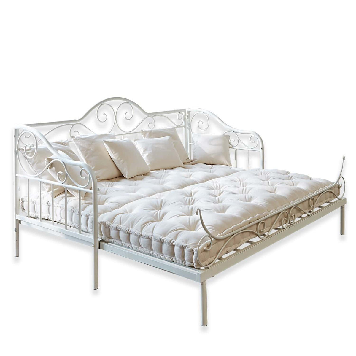 Banquette convertible LOBERON Maditha 2 places en fer blanc — photo produit