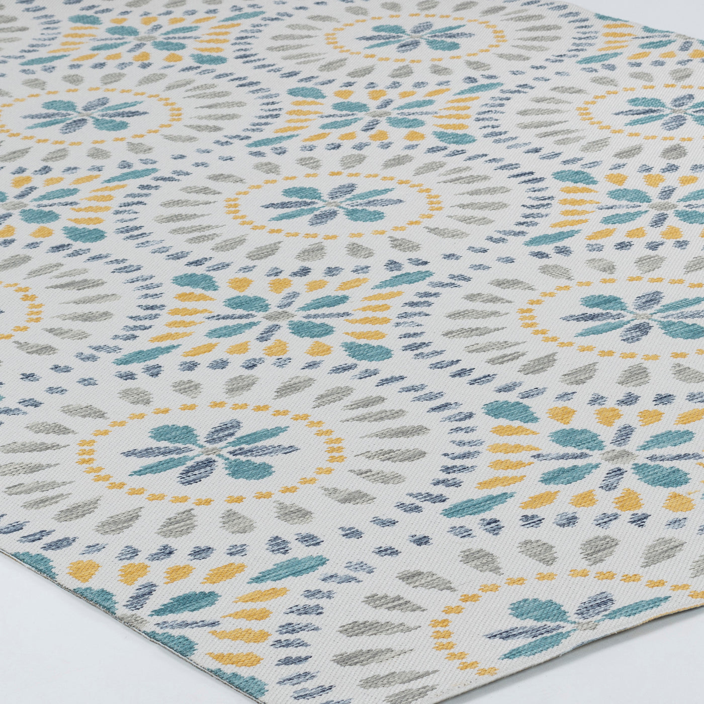 FERMO Tapis d'Extérieur/Intérieur Bohème Bleu/Jaune Moutarde 160x213