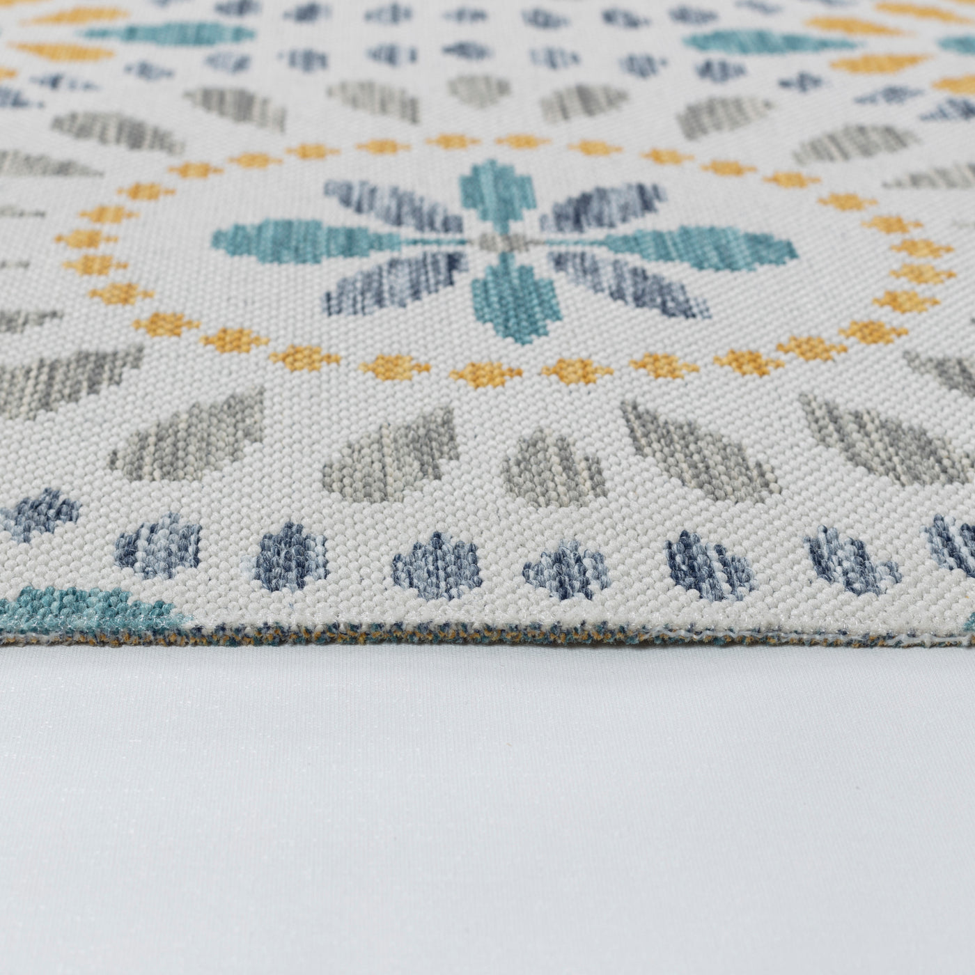 FERMO Tapis d'Extérieur/Intérieur Bohème Bleu/Jaune Moutarde 160x213