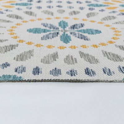 FERMO Tapis d'Extérieur/Intérieur Bohème Bleu/Jaune Moutarde 160x213