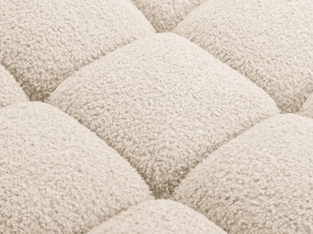 Ensemble Module d'angle droit et Pouf MICADONI Bellis en tissu bouclé Beige clair
