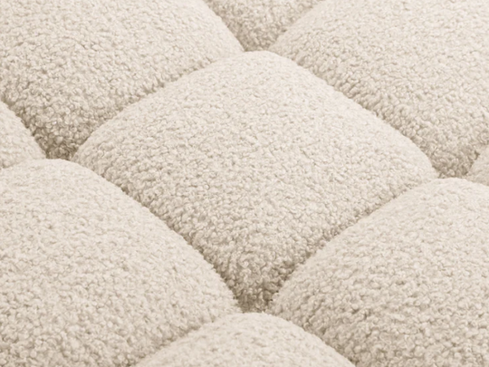 Ensemble Module d'angle droit et Pouf MICADONI Bellis en tissu bouclé Beige clair