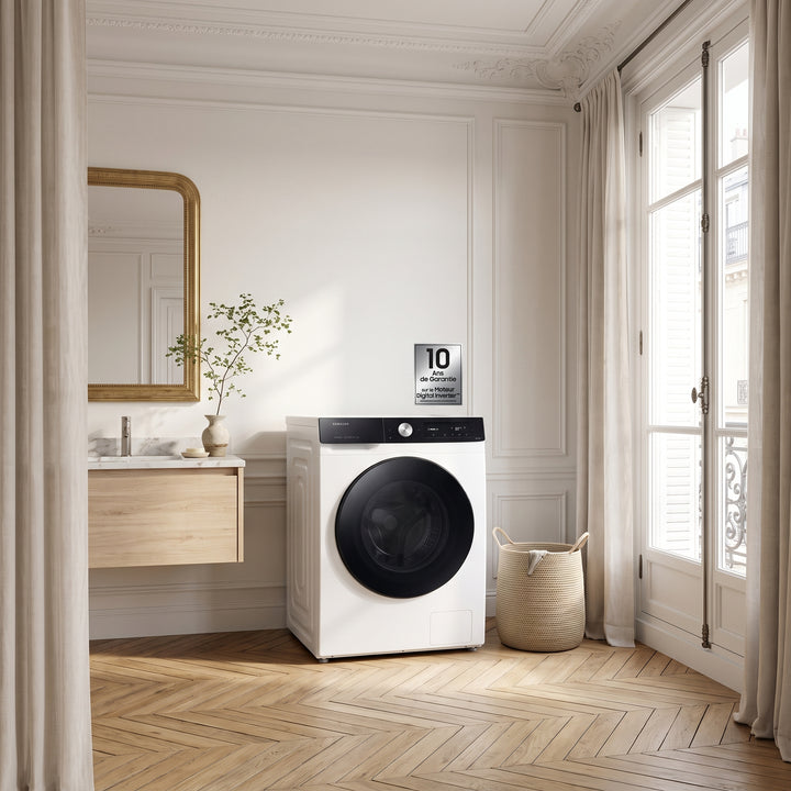 Lave-linge hublot SAMSUNG WW90DB7U94GE Bespoke AI 9kg blanc — en situation