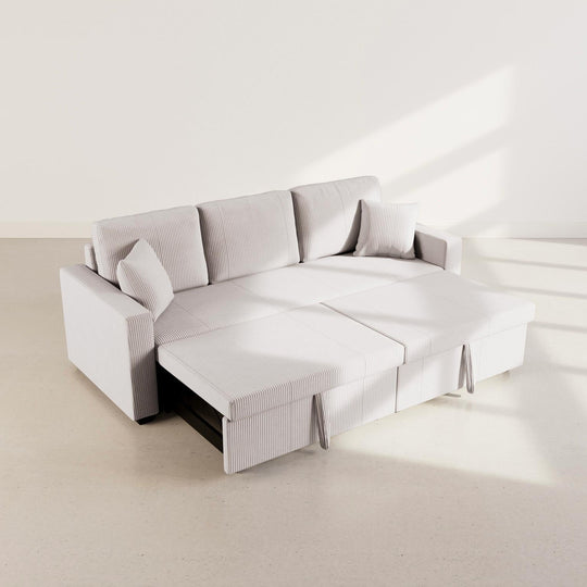Canapé BEST MOBILIER Cyrus 3 places convertible velours gris clair — photo produit