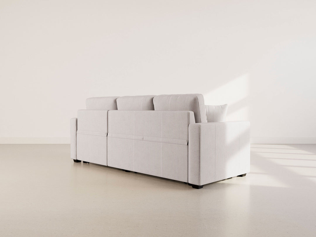 Canapé BEST MOBILIER Cyrus 3 places convertible velours gris clair — photo produit