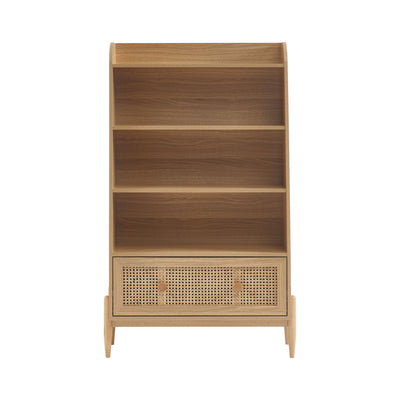 Bibliothèque DRAWER Lilou en bois et cannage H140cm
