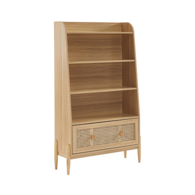 Bibliothèque DRAWER Lilou en bois et cannage H140cm