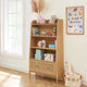 Bibliothèque DRAWER Lilou en bois et cannage H140cm