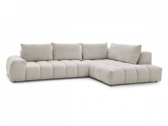 Canapé d'angle droit BOBOCHIC 4 places EVEREST tissu texturé beige — photo produit