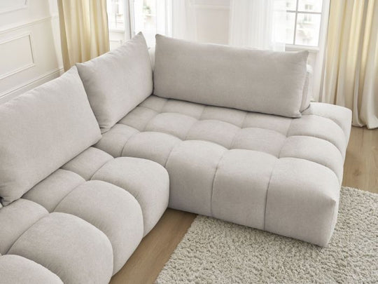Canapé d'angle droit BOBOCHIC 4 places EVEREST tissu texturé beige — photo produit
