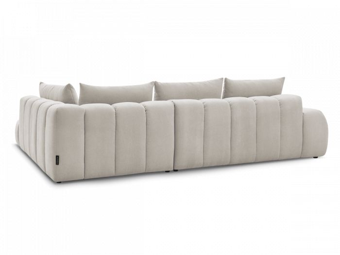 Canapé d'angle droit BOBOCHIC 4 places EVEREST tissu texturé beige — photo produit