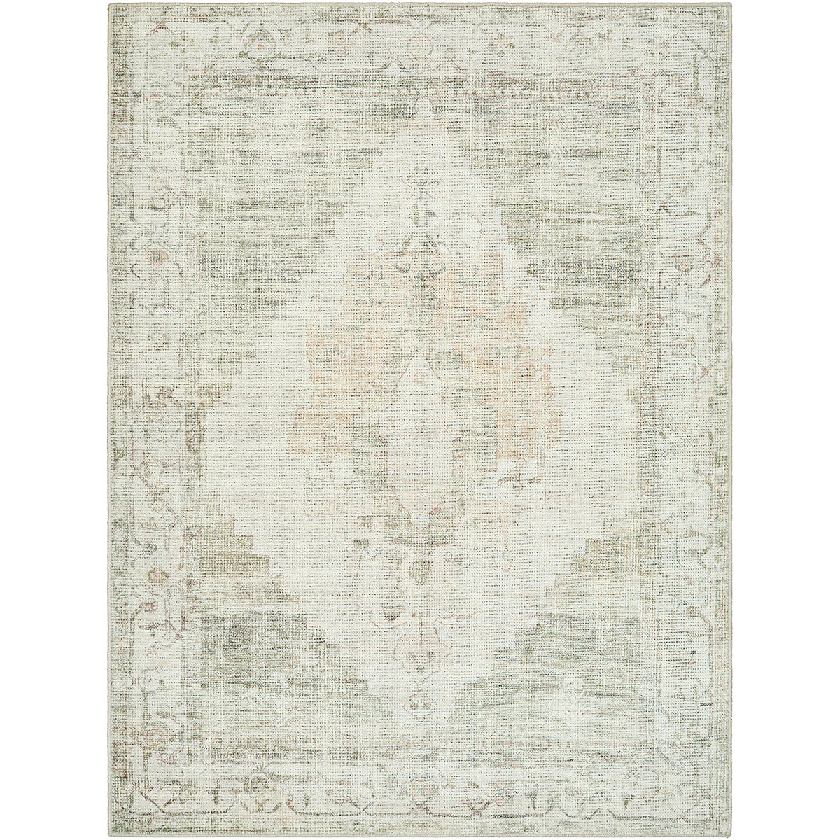 Tapis Surya x Becki Owens Luca vintage oriental, motif délavé vert sauge, ivoire et beige