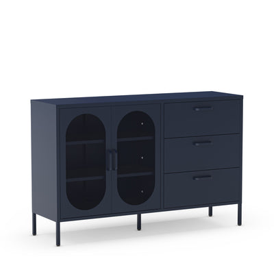 Buffet Zio DRAWER 2 portes en métal bleu nuit L140cm