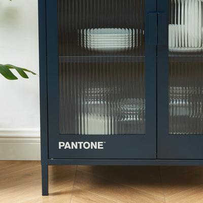 Buffet DRAWER Nino 2 portes en métal bleu PANTONE nuit L75cm