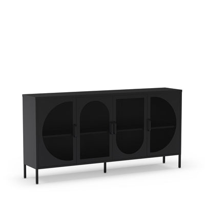 Buffet ZIO 4 portes en métal noir L160cm DRAWER