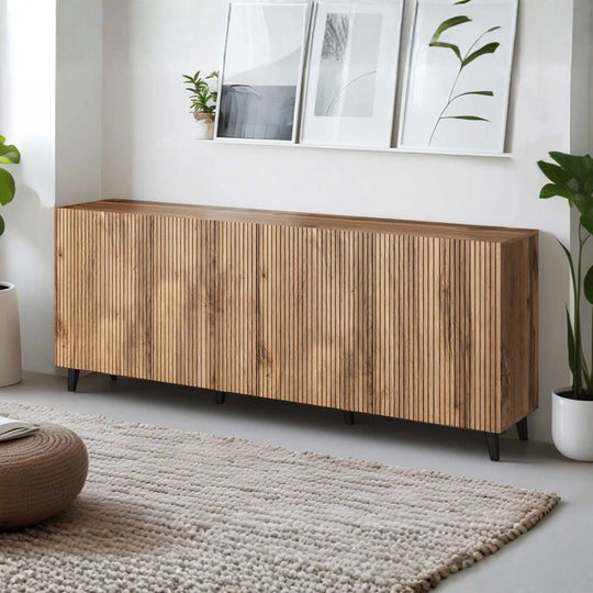 Buffet bas BEST MOBILIER Come effet bois 4 portes 200cm