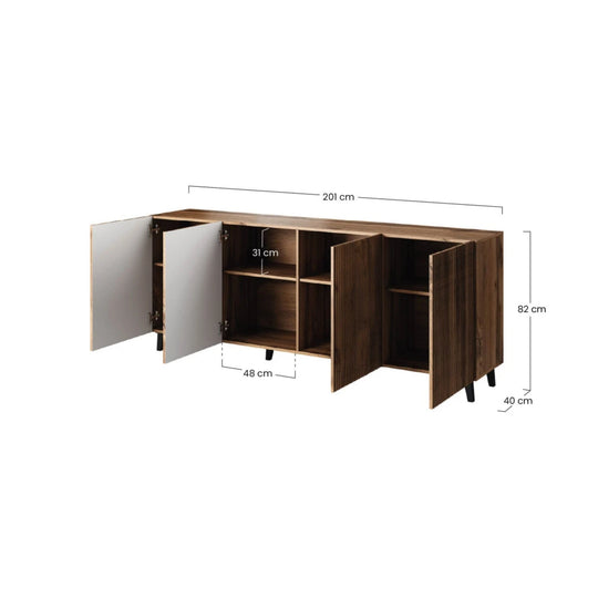 Buffet bas BEST MOBILIER Come effet bois 4 portes 200cm