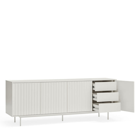 Buffet DRAWER Sierra 4 portes 3 tiroirs en bois blanc L211cm