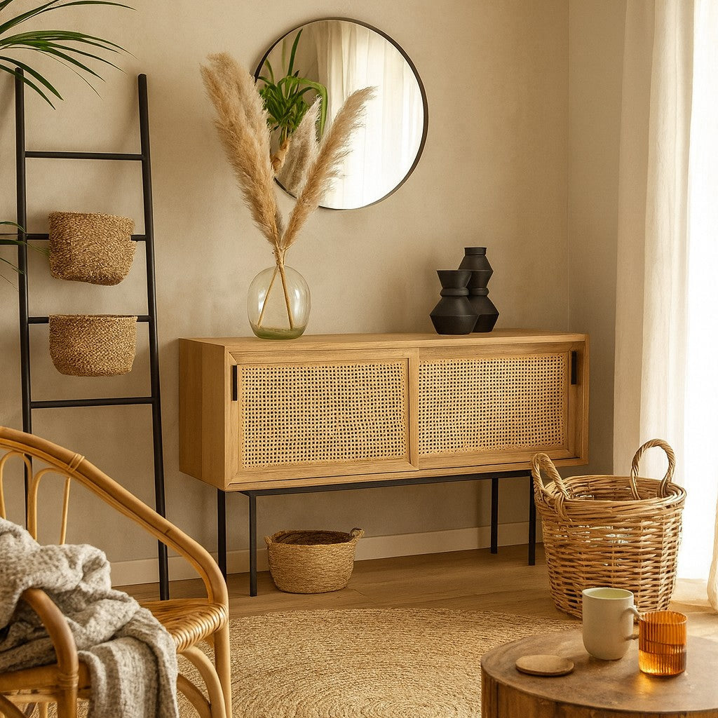 Buffet enfilade chêne et cannage, Waska La Redoute Interieurs