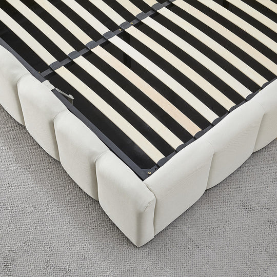 Lit coffre Madeleine en tissu beige