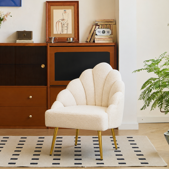 Fauteuil rétro Nordlys en métal et bouclettes blanches BOLGE