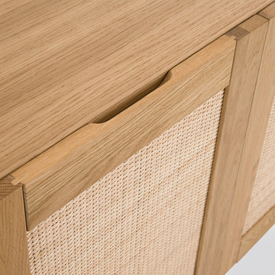 Buffet 4 portes plaqué chêne et cannage, Arty La Redoute Interieurs