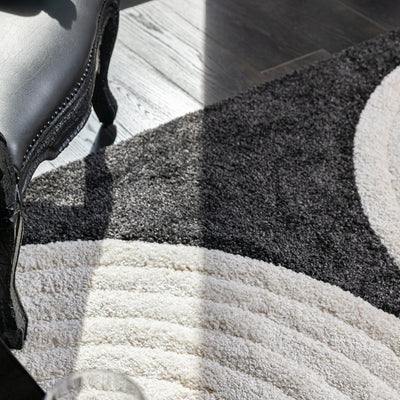 Tapis Épais Graphique Noir et Crème