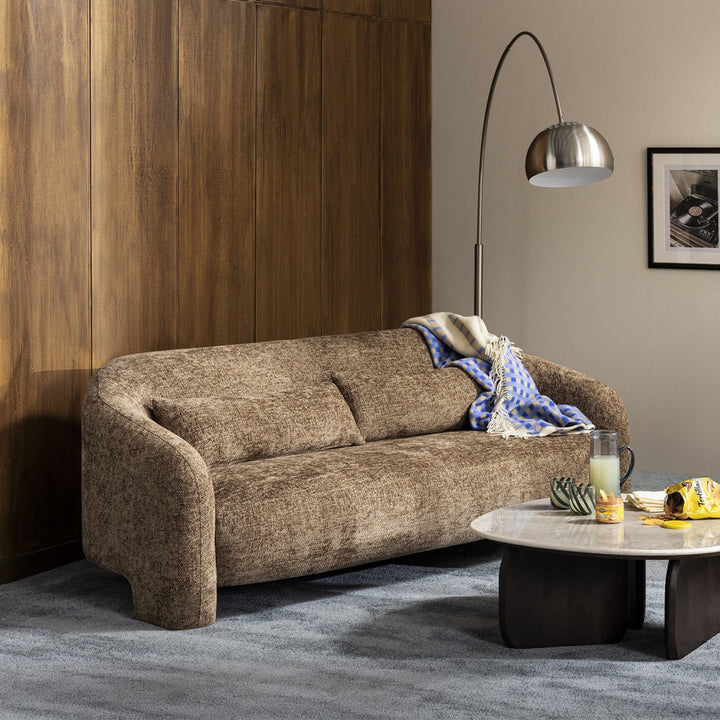 Canapé fixe DRAWER Topaz 3 places en tissu bronze