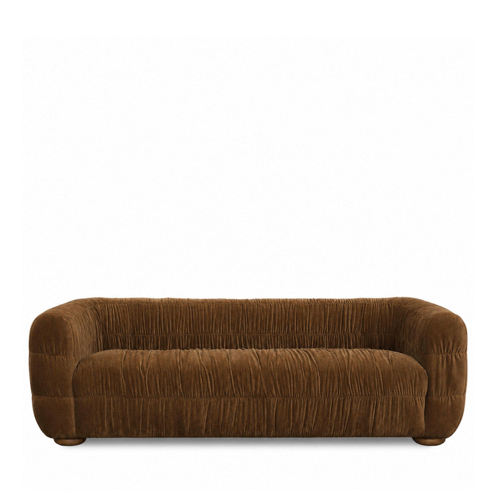 Canapé droit DRAWER Connie 3 places en velours plissé marron