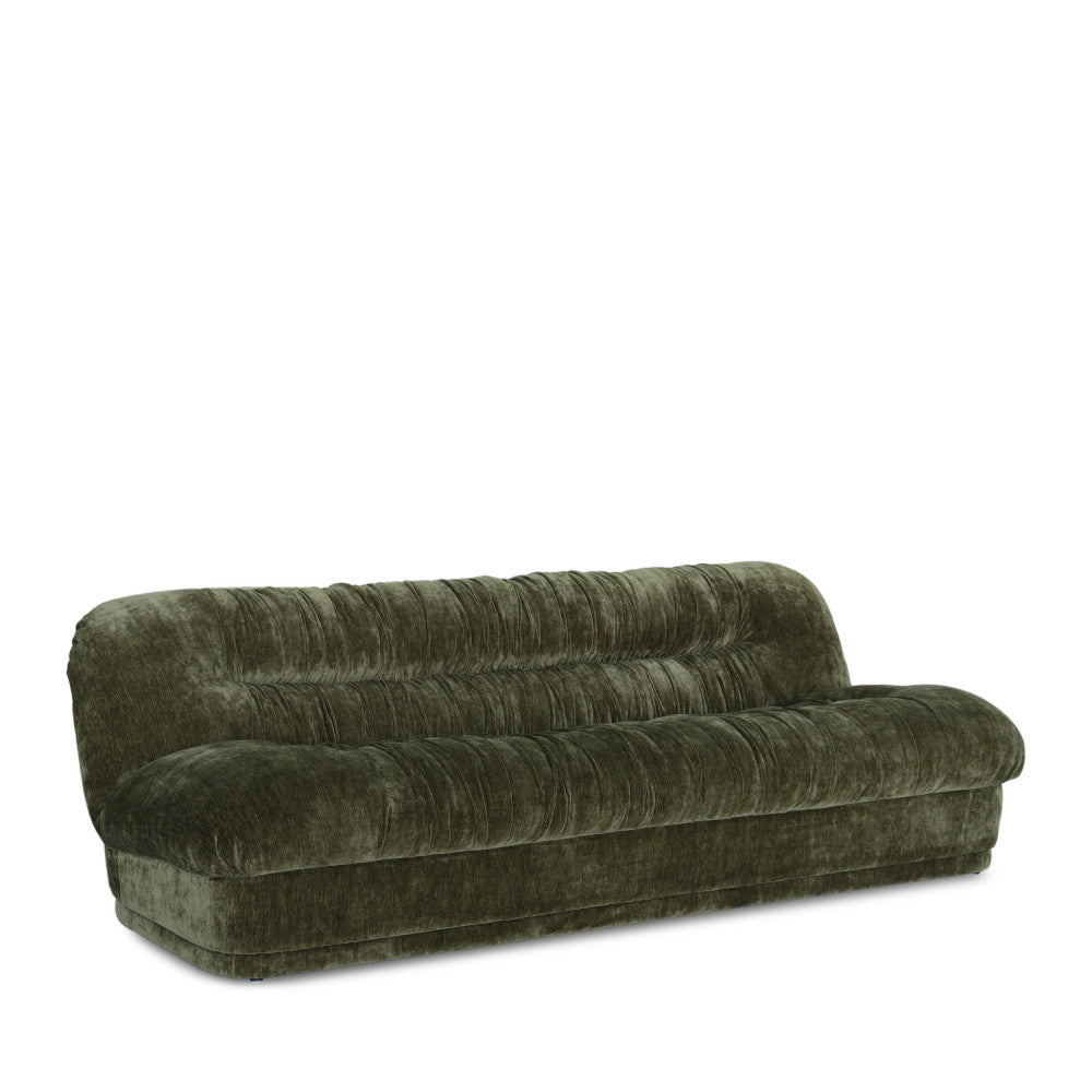 Canapé fixe DRAWER Olivier 3 places en velours plissé vert kaki