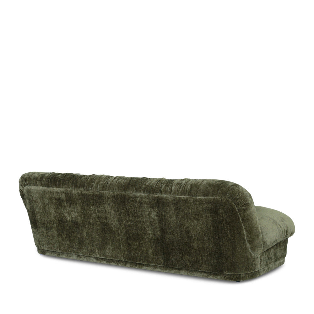 Canapé fixe DRAWER Olivier 3 places en velours plissé vert kaki