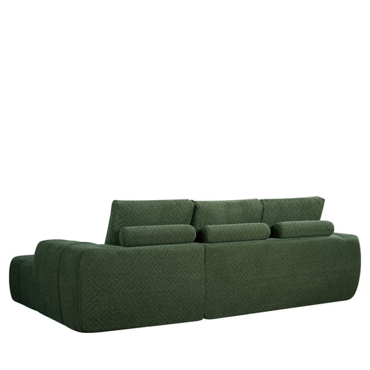 Canapé DRAWER d'angle droit Louis en tissu vert 3,5 places