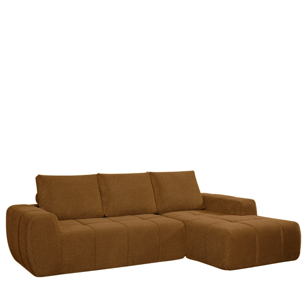 Canapé d'angle droit DRAWER Louis 3,5 places en tissu bronze
