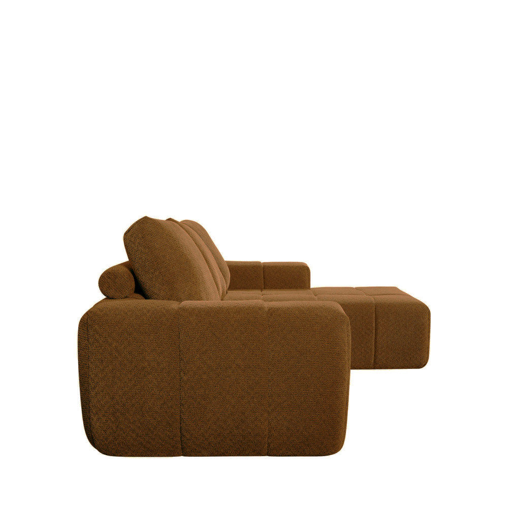 Canapé d'angle droit DRAWER Louis 3,5 places en tissu bronze